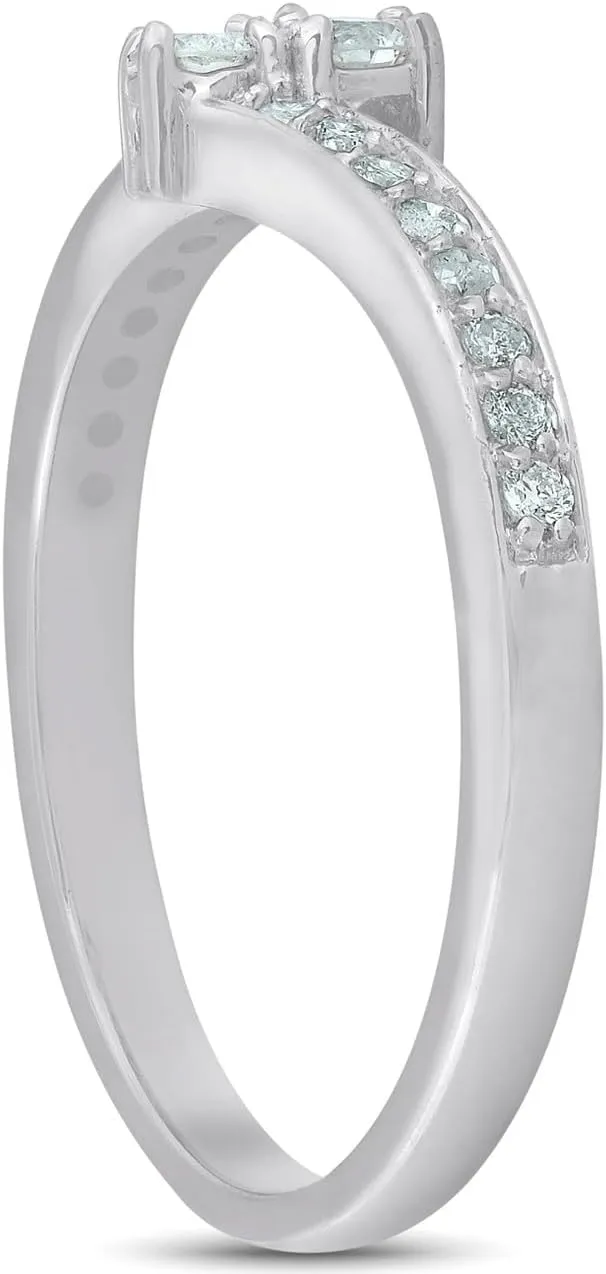 Pompeii 1/4 Ct Two Stone Diamond Engagement Forever Us Ring White Gold Anniversary Band