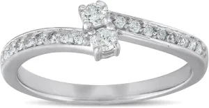 Pompeii 1/4 Ct Two Stone Diamond Engagement Forever Us Ring White Gold Anniversary Band