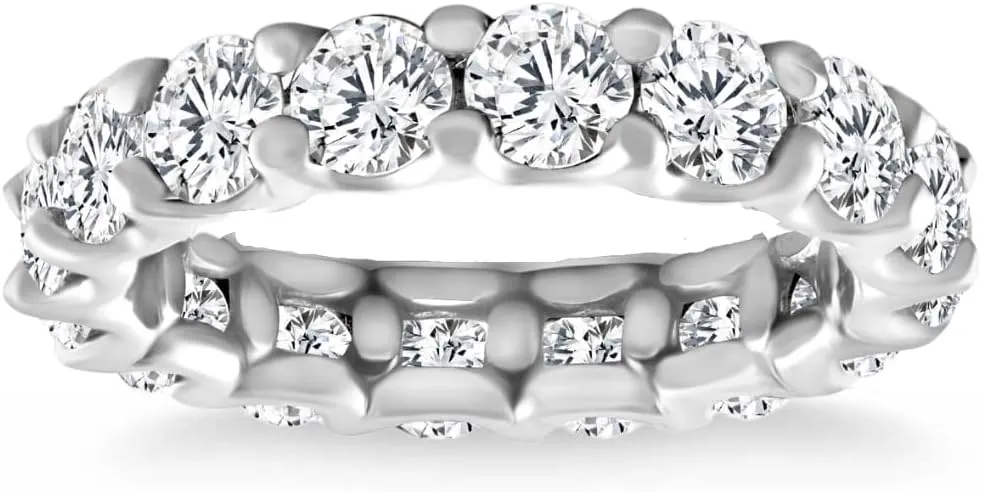 Pompeii 4Ct TW Lab Grown Diamond U Prong Eternity Ring Anniversary Band 14k Gold (F/G,VS2-SI1)