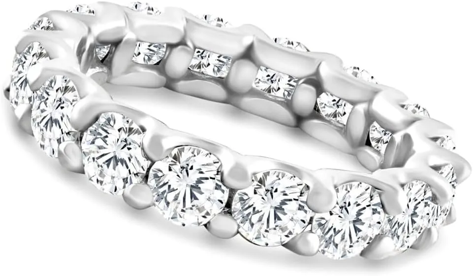 Pompeii 4Ct TW Lab Grown Diamond U Prong Eternity Ring Anniversary Band 14k Gold (F/G,VS2-SI1)