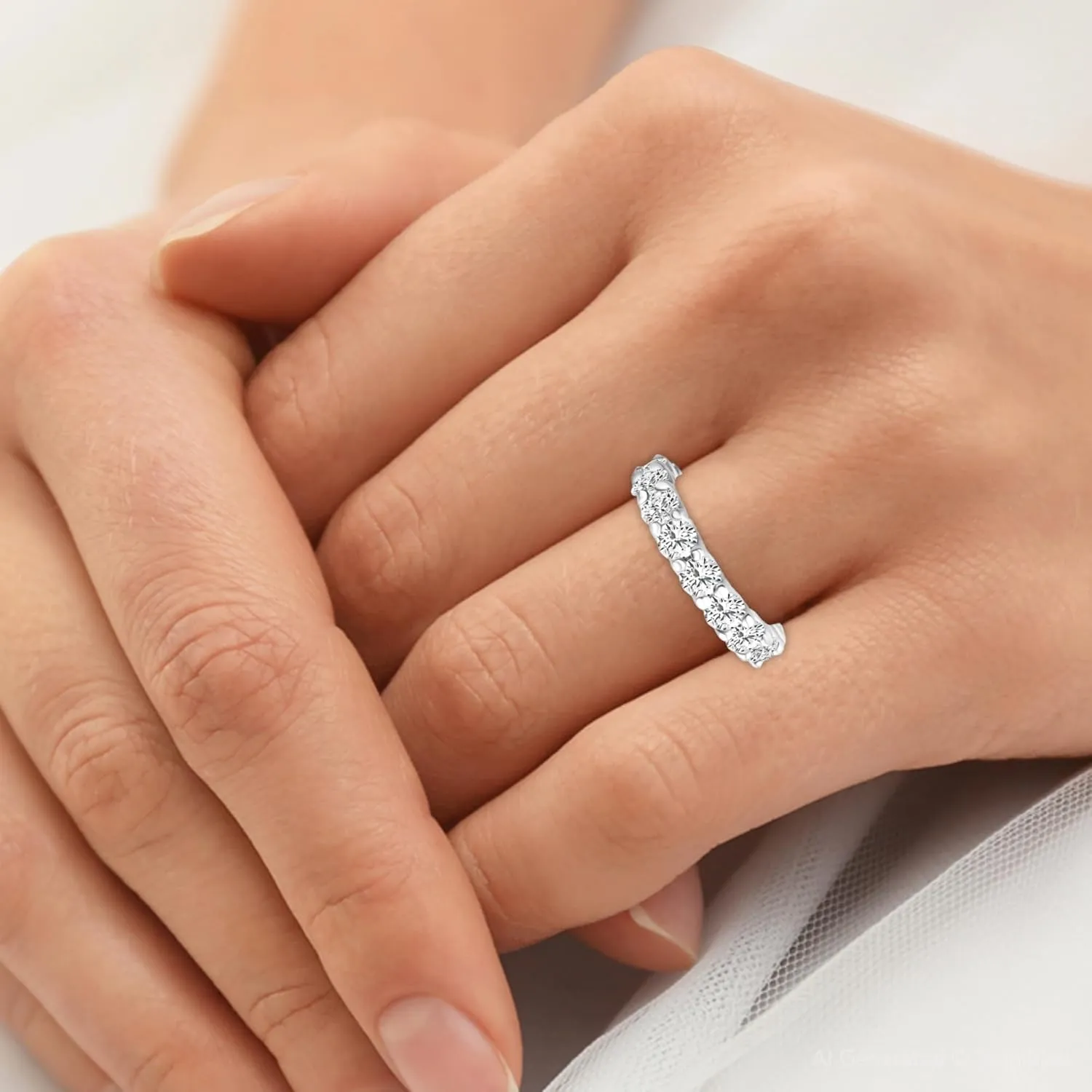 Pompeii 4Ct TW Lab Grown Diamond U Prong Eternity Ring Anniversary Band 14k Gold (F/G,VS2-SI1)