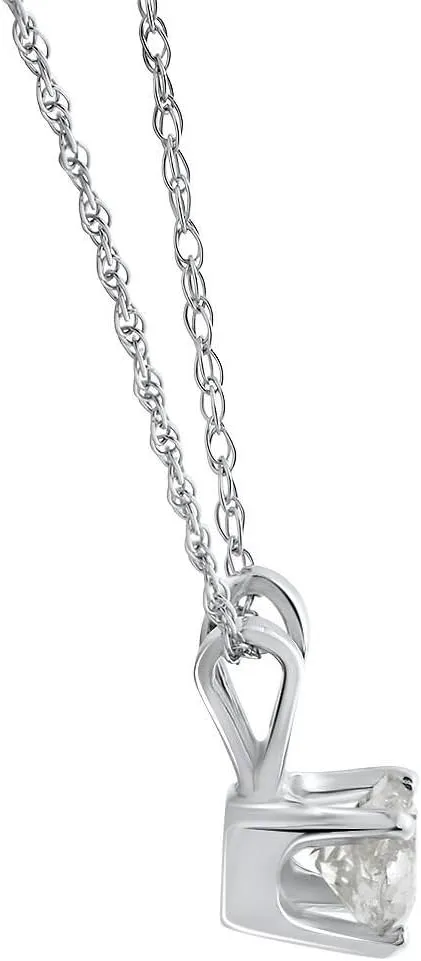 Pompeii3 14k White or Yellow Gold 1/2 Ct Round-Cut Diamond Pendant Women's Solid 14k Gold 18" Chain Necklace Lab Grown