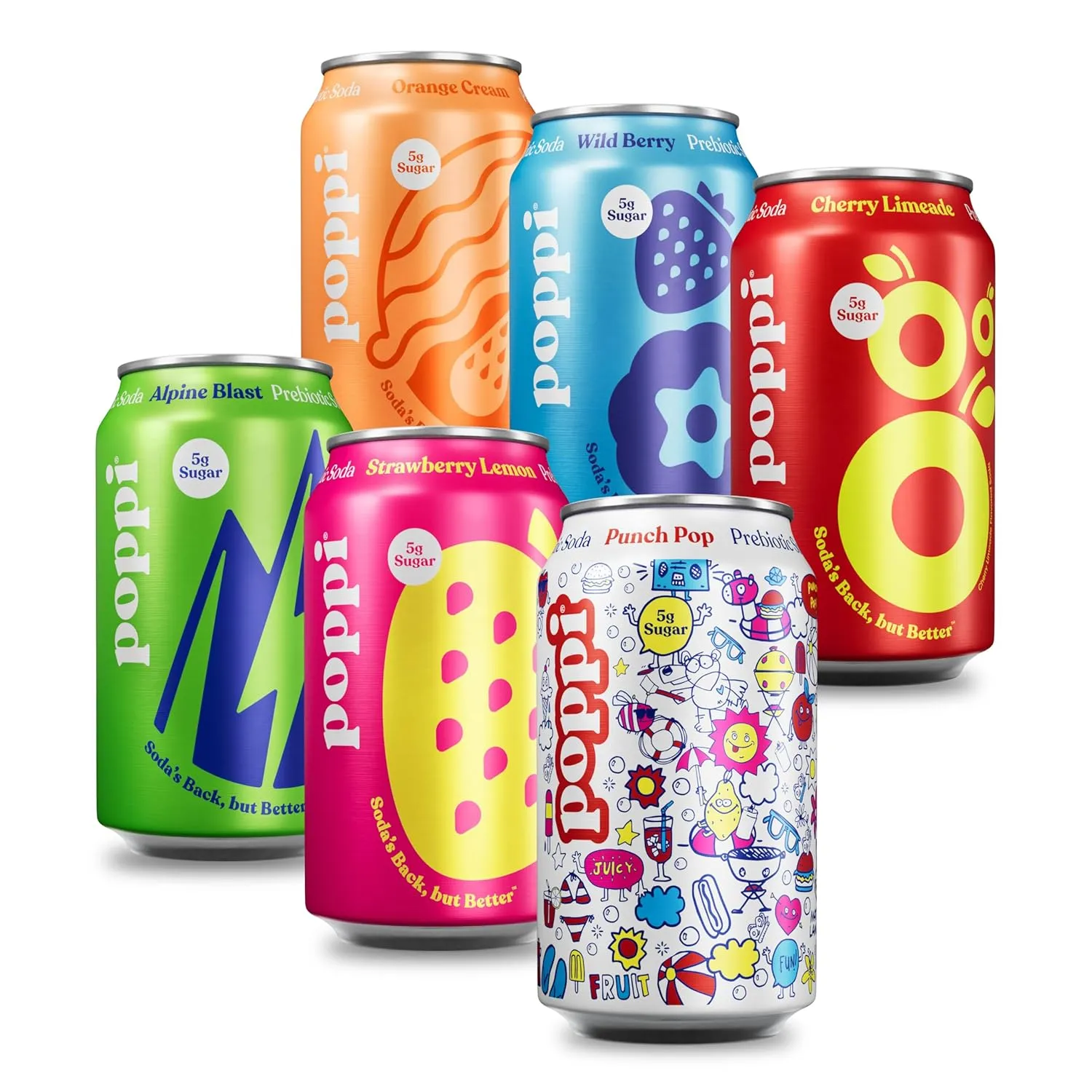 Poppi Sparkling Prebiotic Soda Beverage with Apple Cider Vinegar, Seltzer Water and Fruit Juice, New Obsessions Variety Pack, 12 Fl Oz, Pack of 12, Packaging May Vary