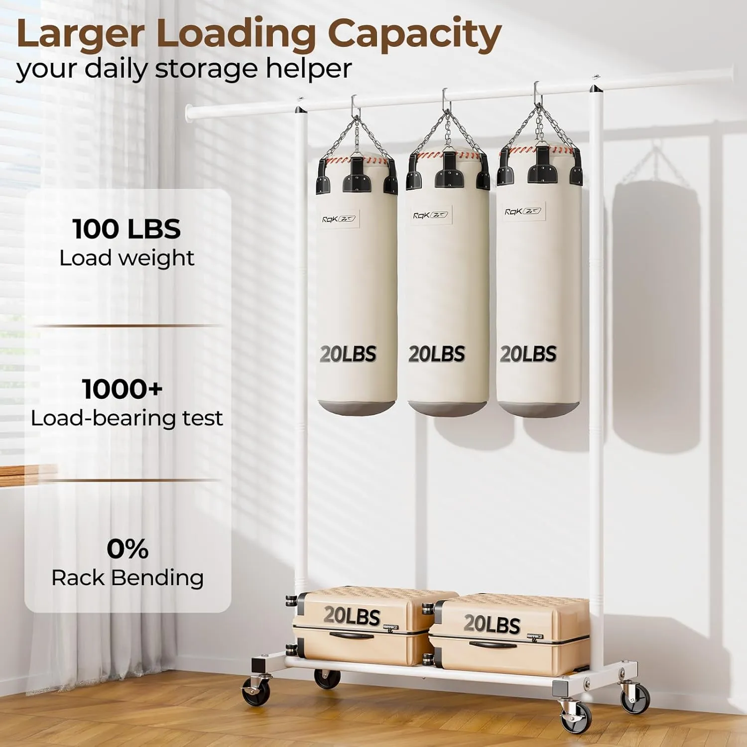Portable Clothing Clothes Garment Rack Wheels,46.5" L Sturdy Clothing Racks for Hanging Clothes, Metal Wardrobe Closet Rack Clothes Storage Organizer for Coats, Shirts, Dress, White