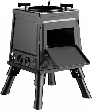 Portable Wood Stove Portable, Tent Stoves Wood Burning, All Carbon Steel, Plate Thickness 1.2mm, Sauna Stove for Barbecue Boiling Waterss Cooking