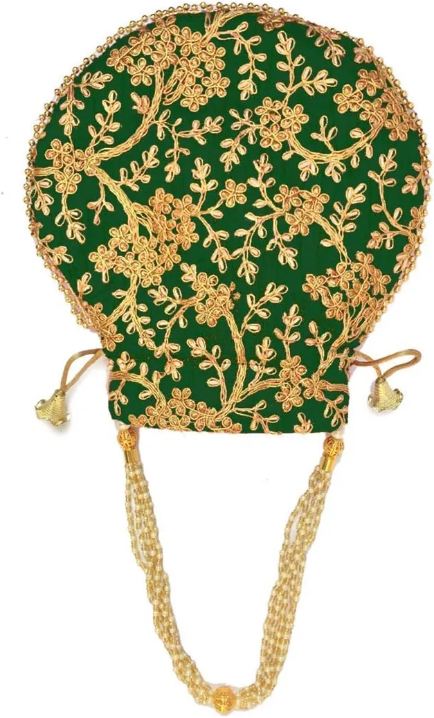 Potli Bag For Women Ethnic Designer Embroidery Work Batwa Pearls Handle With Intricate