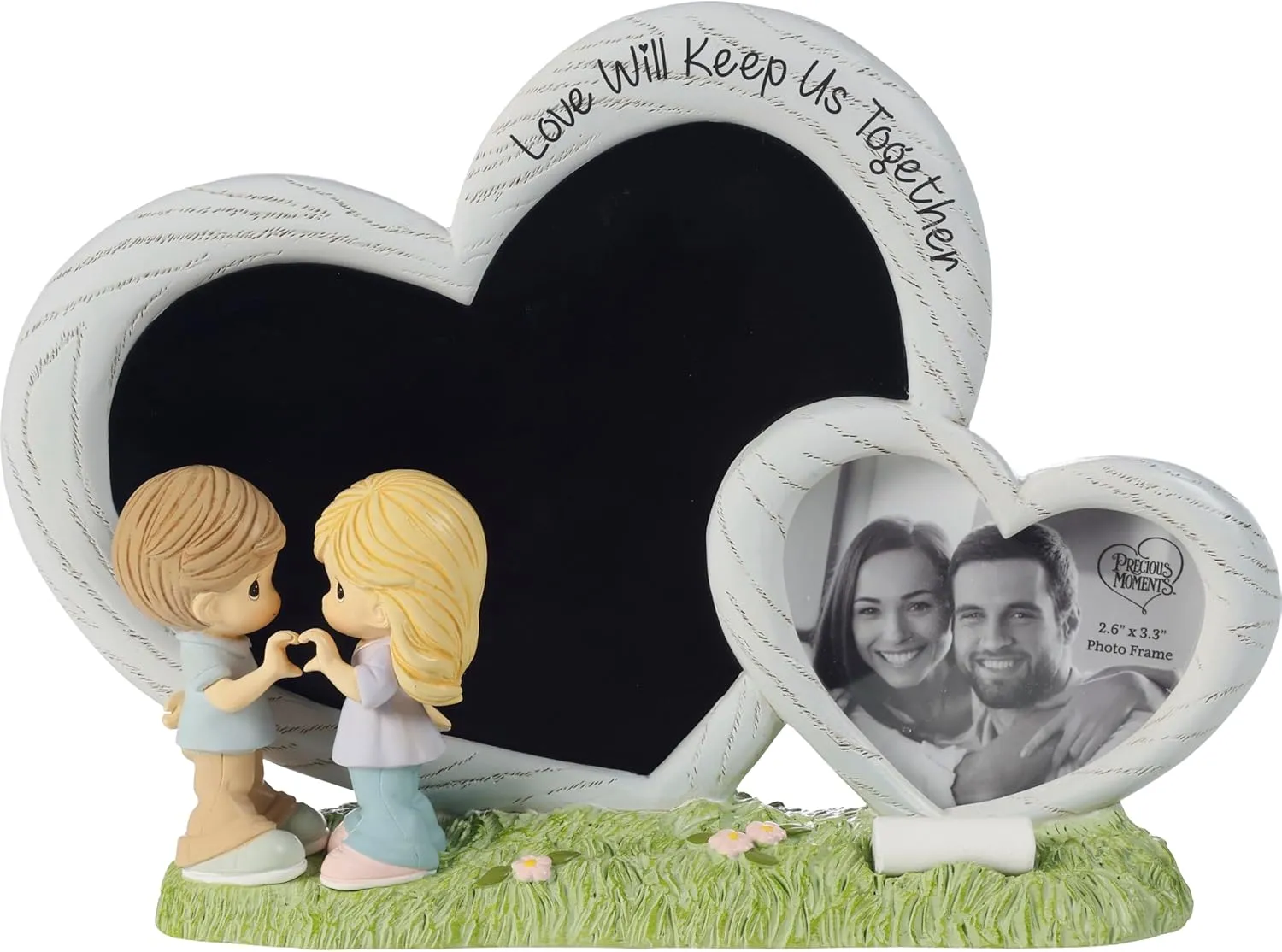 Precious Moments Couples Chalkboard Picture Frame | Love Will Keep Us Together Resin Chalkboard Photo Frame | Gift for Valentine's Day, Anniversary | Gift for Girlfriend, Wife | 2.5" x 3.5" Photo