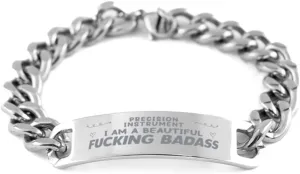 Precision Instrument Bracelet, I AM A Beautiful Fucking Badass, Cuban Link Chain Necklace, Precision Instrument Gift