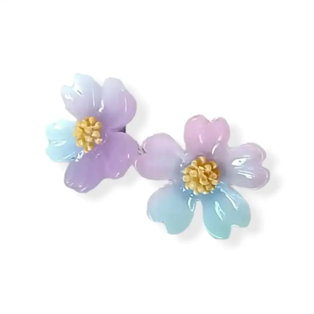 Purple Blue Flower Resin Earrings - Unique Novelty Jewellery