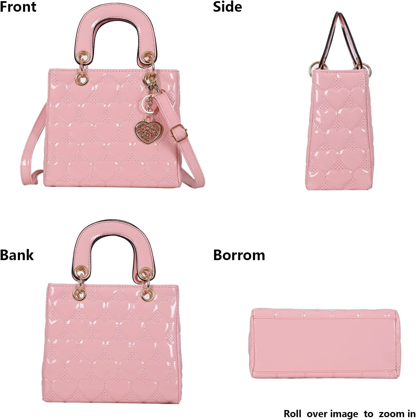 Purses and Handbag for Women Fashion Ladies Leather Top Handle Shiny Patent Satchel Shoulder Tote Bag Crossbody