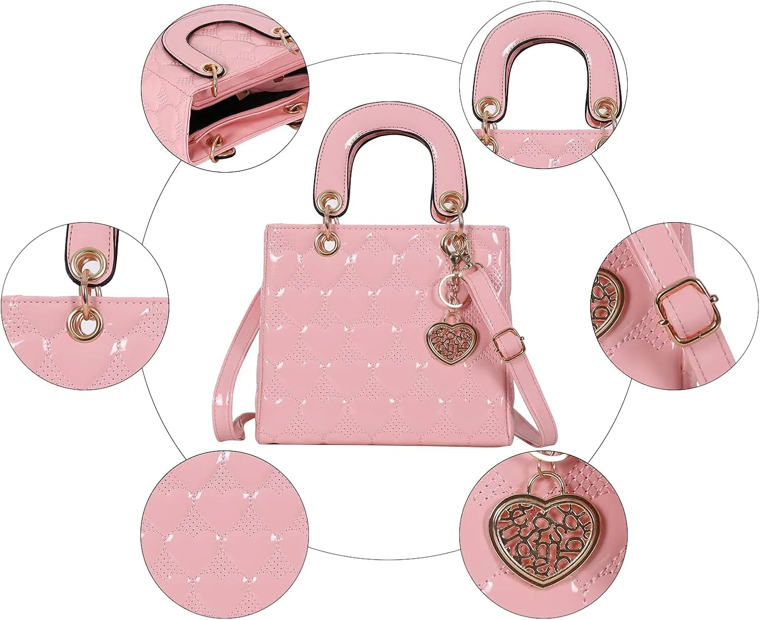 Purses and Handbag for Women Fashion Ladies Leather Top Handle Shiny Patent Satchel Shoulder Tote Bag Crossbody