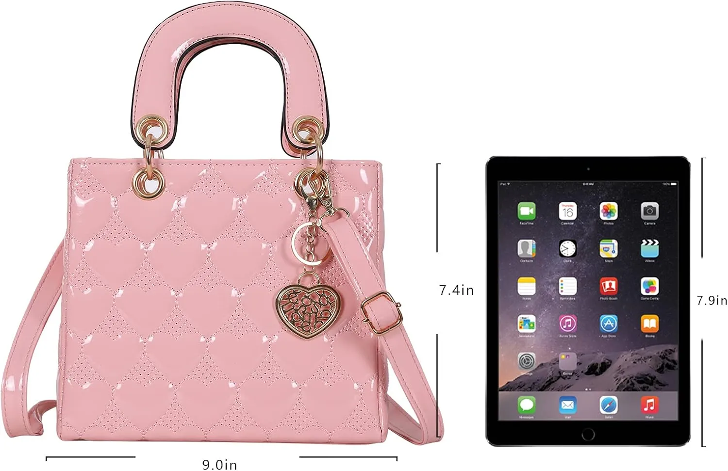 Purses and Handbag for Women Fashion Ladies Leather Top Handle Shiny Patent Satchel Shoulder Tote Bag Crossbody