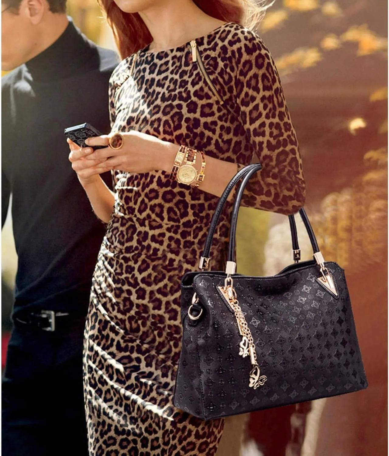 Purses and Handbags for Women PU Leather Tote Bags Crossbody Shoulder Bag Top Handle Satchel Purse Set 4pcs