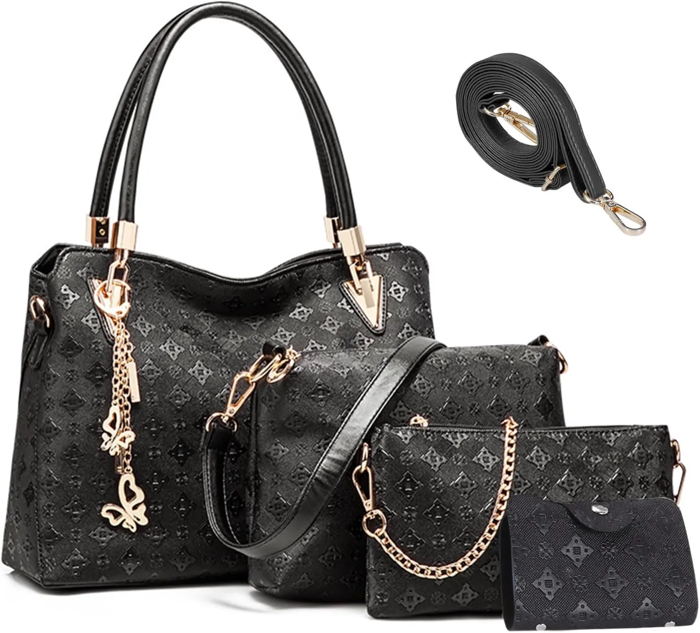 Purses and Handbags for Women PU Leather Tote Bags Crossbody Shoulder Bag Top Handle Satchel Purse Set 4pcs