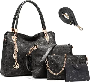 Purses and Handbags for Women PU Leather Tote Bags Crossbody Shoulder Bag Top Handle Satchel Purse Set 4pcs