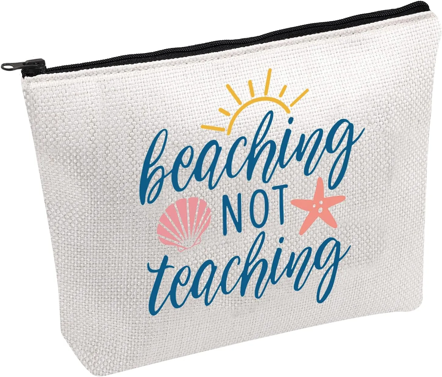 PWHAOO Summer Make Up Bag Beaching Not Teaching Storage Bag End of Year Gift Teacher Appreciation Gift (Beaching Not Teaching bag)