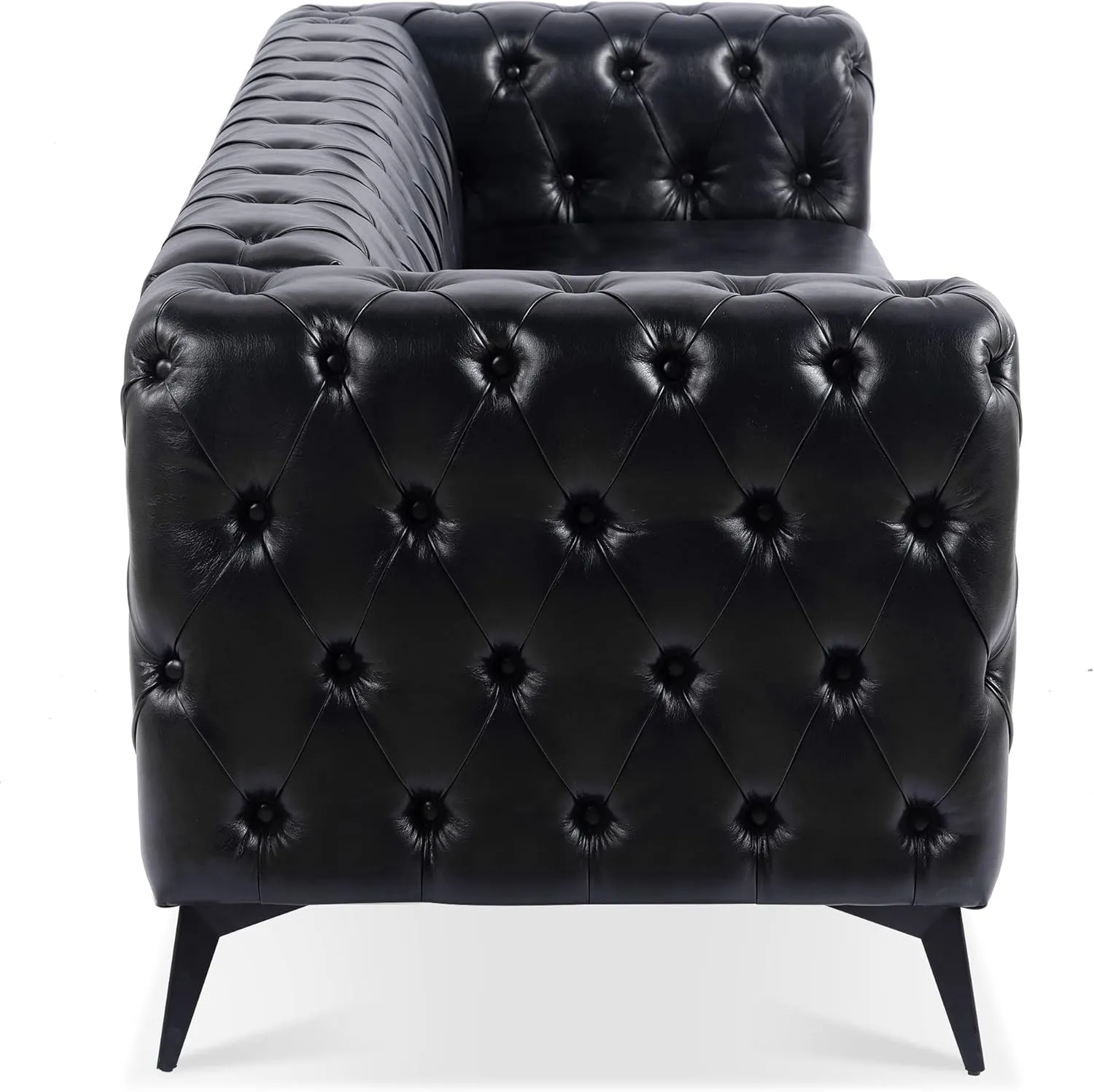 QHITTY Chesterfield Tufted Sofa, Leather Couch Accent Upholstered 3 Seater Button Sofa with Tufted Back for Living Room Bedroom Furniture (Black)…