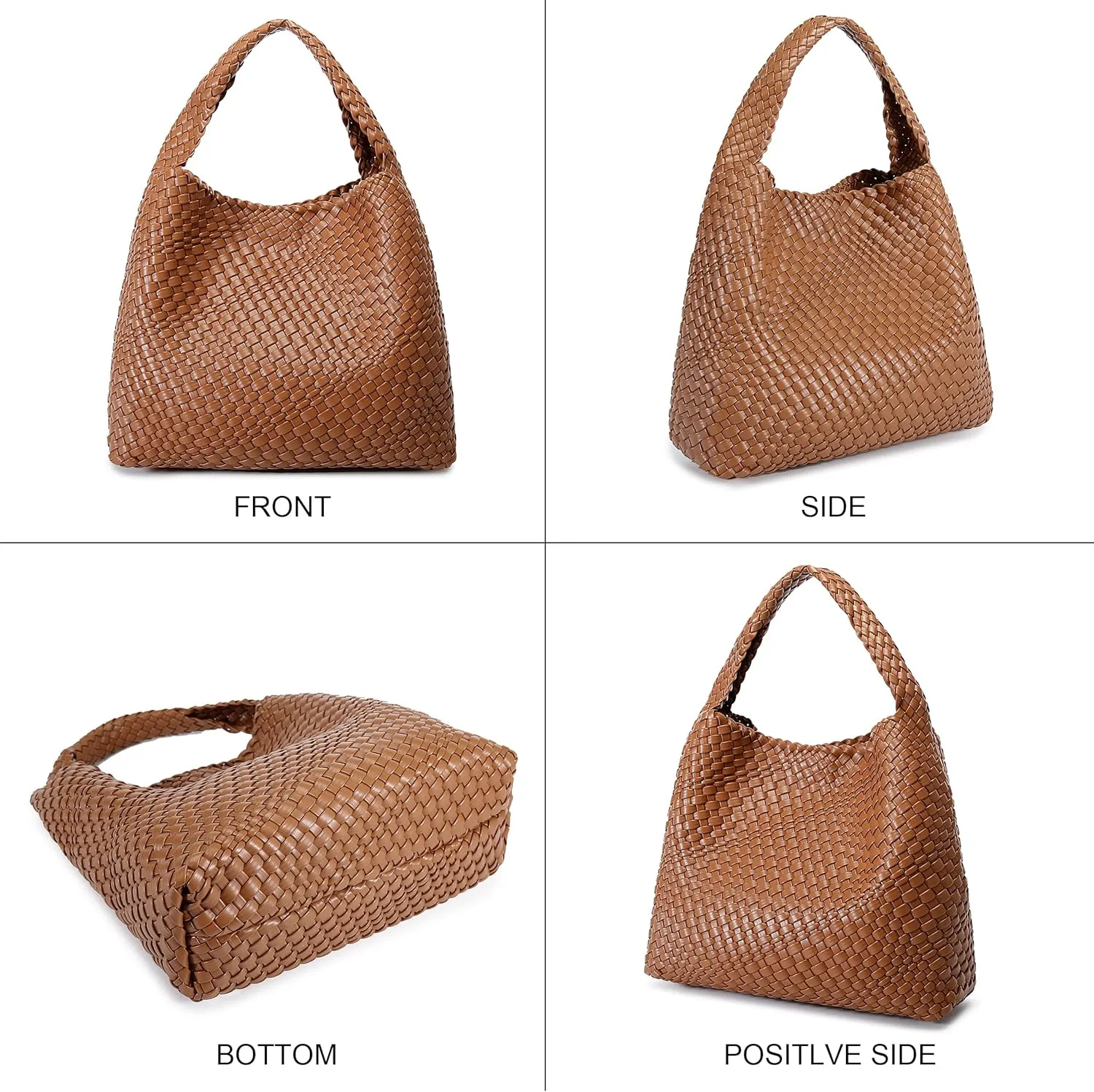 Queenoris Fashion Woven Purse for Women Top-handle Shoulder Bag Soft Summer Hobo Tote Bag