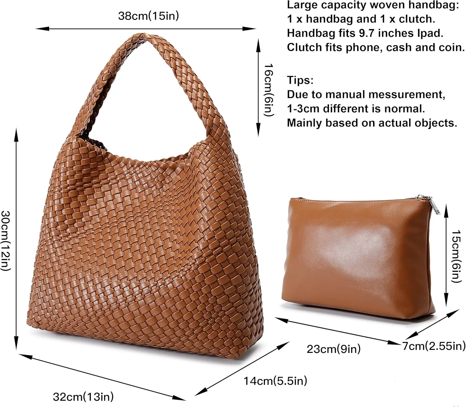 Queenoris Fashion Woven Purse for Women Top-handle Shoulder Bag Soft Summer Hobo Tote Bag