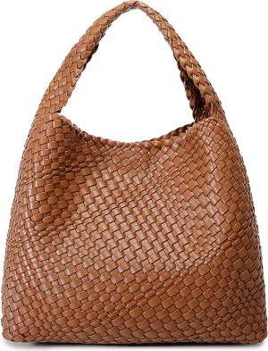 Queenoris Fashion Woven Purse for Women Top-handle Shoulder Bag Soft Summer Hobo Tote Bag
