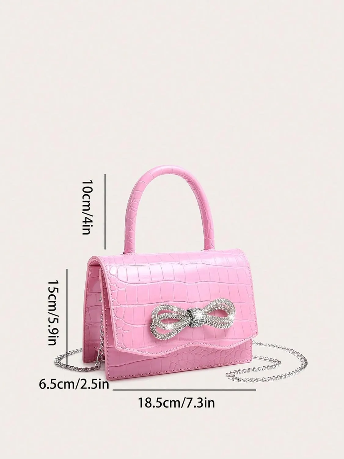 QWINEE Women's Glitter Rhinestone Bow Decor Clutch Purse Prom Bags Sparkle Mini Square Handbags