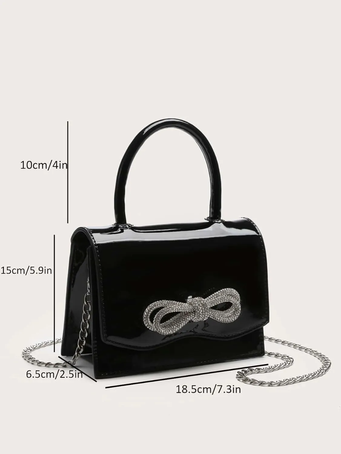 QWINEE Women's Glitter Rhinestone Bow Decor Clutch Purse Prom Bags Sparkle Mini Square Handbags