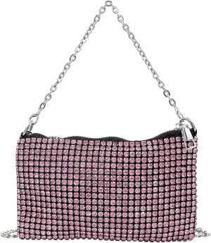 RARITYUS Bling Rhinestone Crossbody Bag for Little Girls Women Fashion Sparkling Tote Bag Clutch Purse with Chain Strap