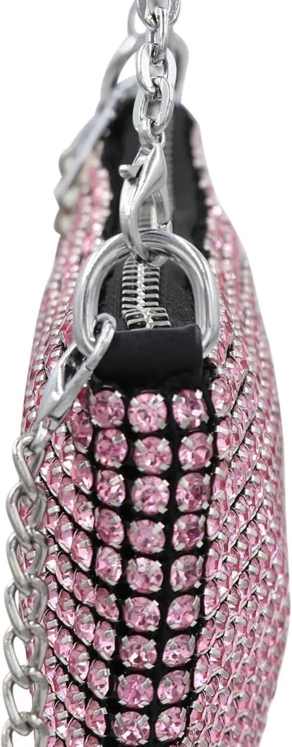 RARITYUS Bling Rhinestone Crossbody Bag for Little Girls Women Fashion Sparkling Tote Bag Clutch Purse with Chain Strap