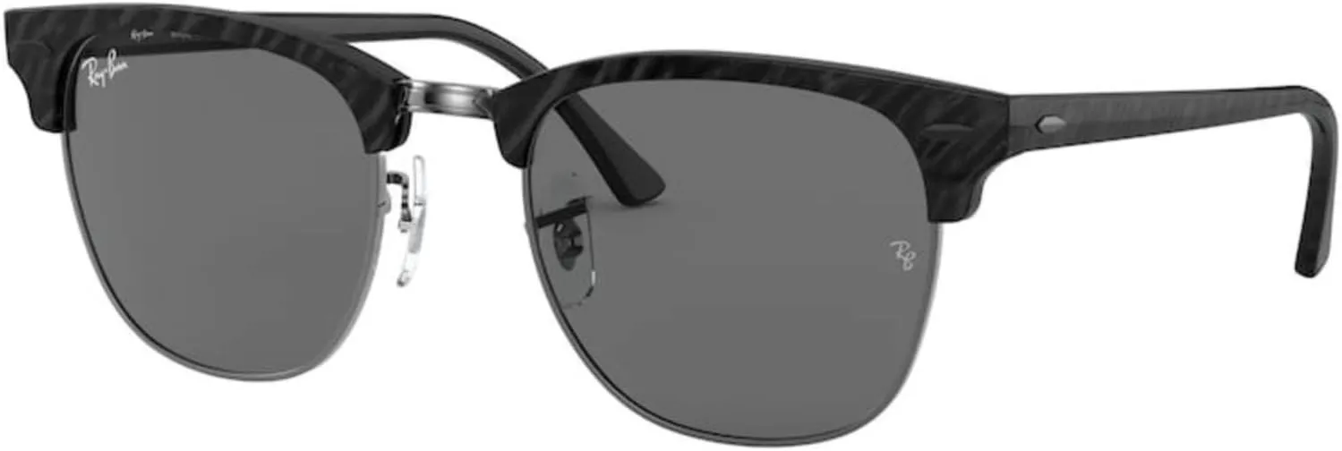 Ray-Ban RB3016 Sunglasses Bundle: RB 3016 CLUBMASTER 1305B1 Wrinkled Black On Black and Eyewear Cleaning Kit