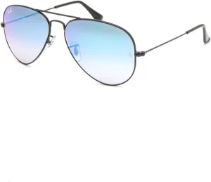 Ray-Ban RB3025 Aviator Flash Lens Gradient Unisex Sunglasses (Black Frame/Blue Gradient Flash Lens 002/4O, 55)