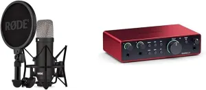 RØDE NT1 Signature Series Condenser Microphone with SM6 Shockmount and Pop Filter - Black & Focusrite Scarlett 2i2 4th Gen USB Audio Interface