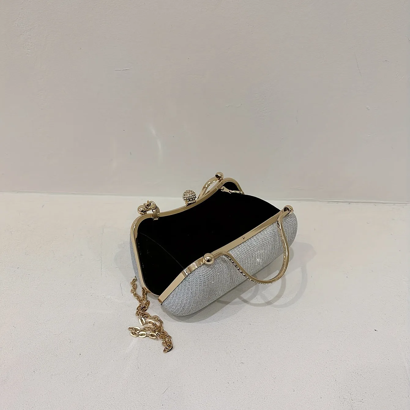 realaiot  Glitter Dinner Bag For Women, Elegant Top Ring Clutch Purse, Small Clip Handbags For Party Prom Wedding