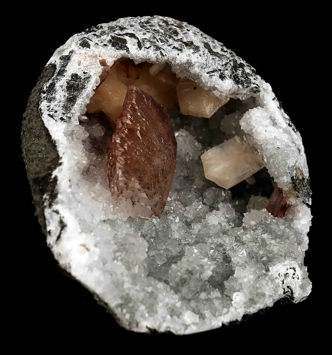 Red Heulandite with Stilbite Inside MM Quartz Natural Mineral Specimen # TUC-156