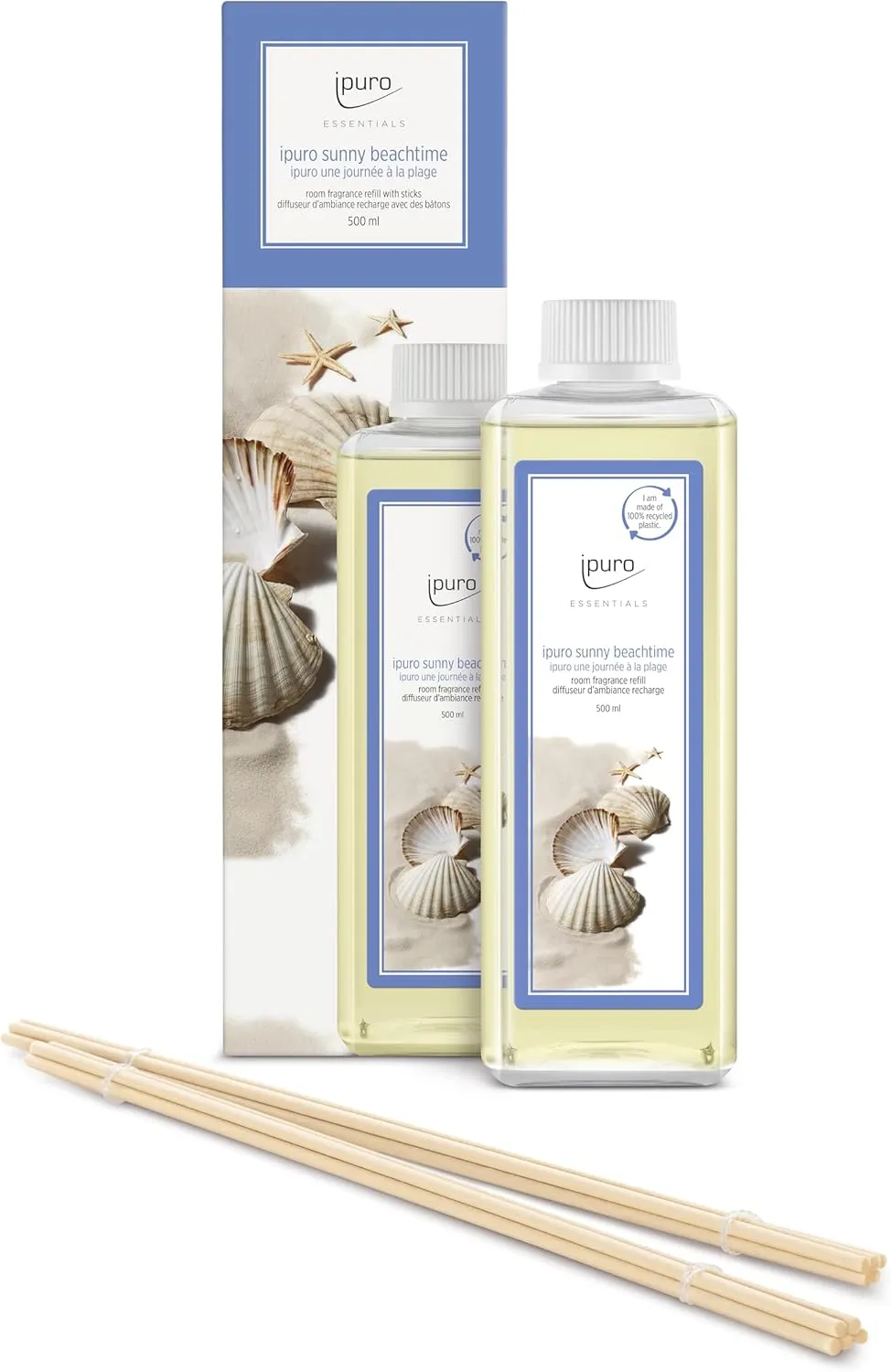 Refreshing sunny beachtime room fragrance refill - subtle room fragrance refill with sparkling and fresh notes - stylish room fragrance refill bottle for a puristic fragrance experience 500 ml