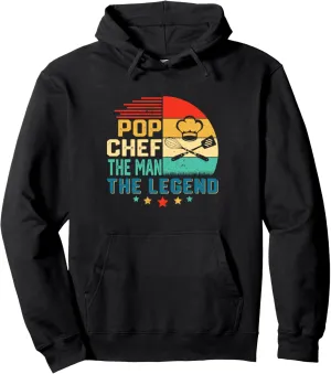 Retro Vintage Pop Chef The Man The Legend Pullover Hoodie