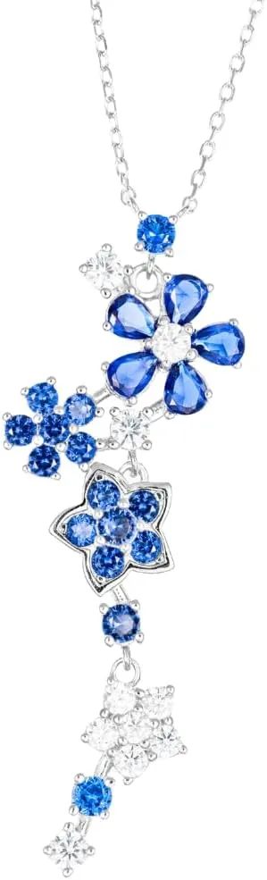 REYMEY Moissanite Pendant Necklace for Women | Flower & Star Pendant Necklace Design | Sterling Silver Earring |Surprise for her for Valentine’s, Birthdays, Anniversaries, Christmas