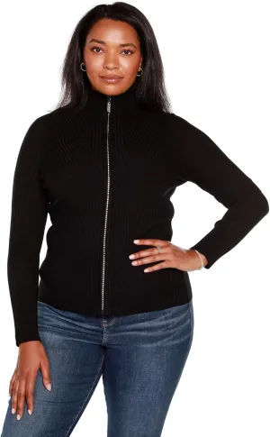 Rhinestone Zipper Plus Size Sweater Cardigan Womens Fashion Casual Outfits