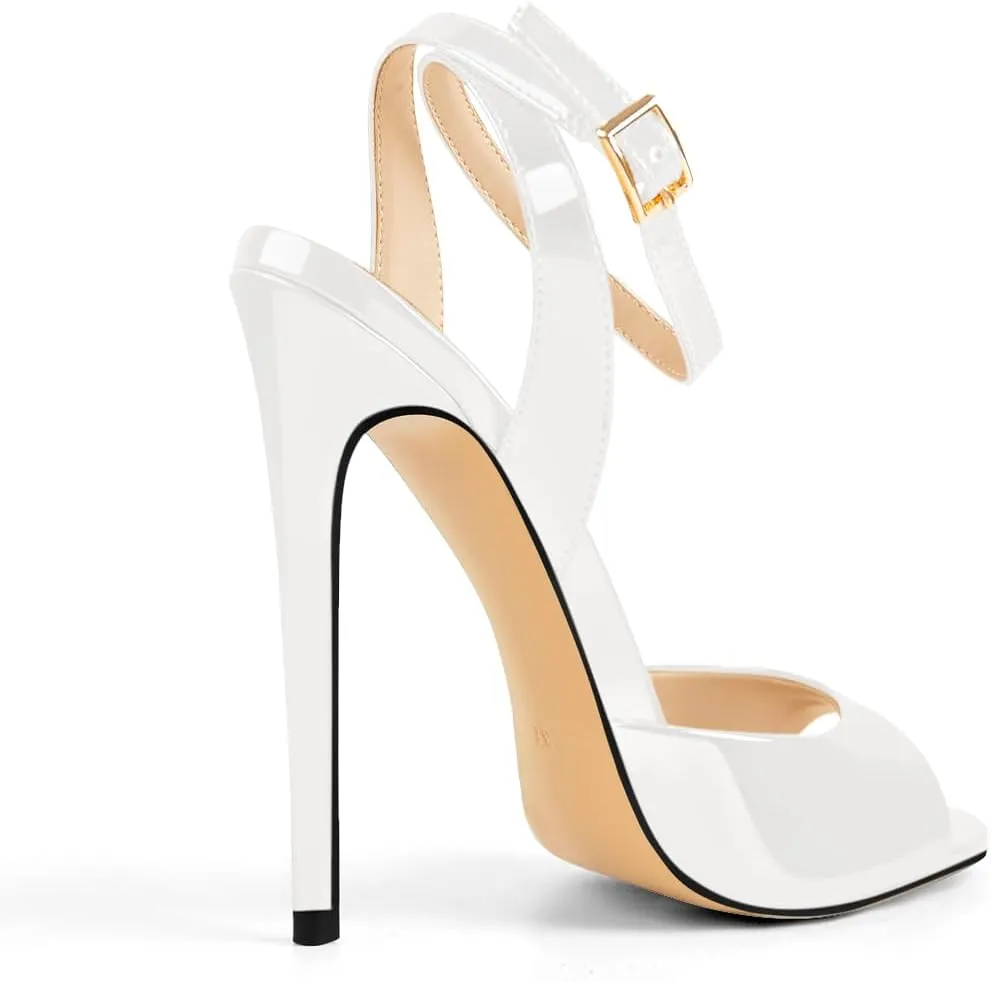 richealnini Ankle Buckle Strappy Heels Sandals for Women Open Toe Classic Stiletto High Heels