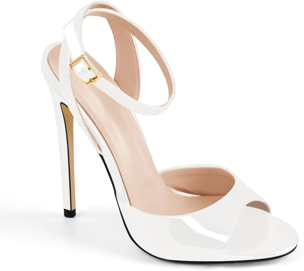 richealnini Ankle Buckle Strappy Heels Sandals for Women Open Toe Classic Stiletto High Heels