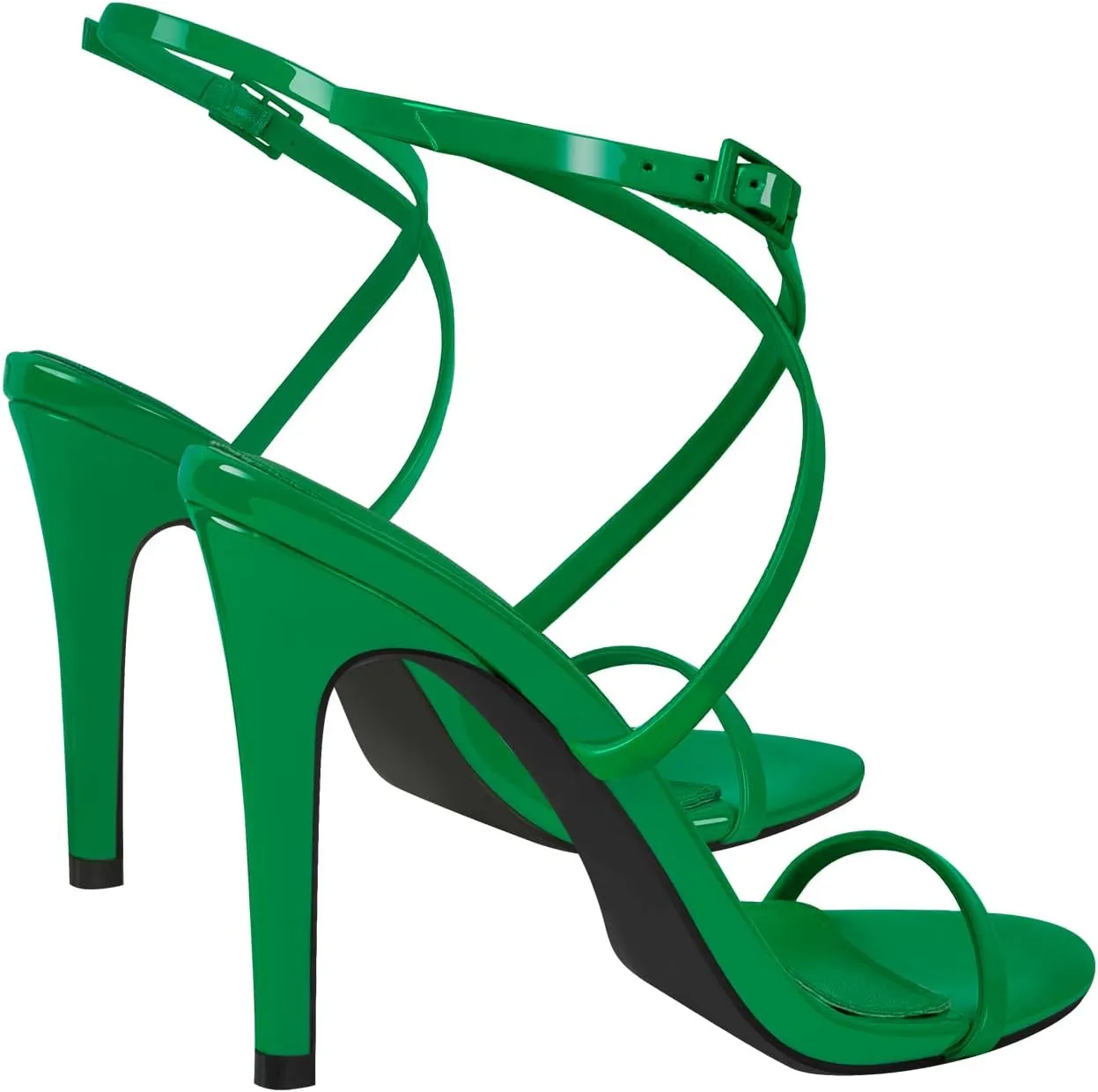 richealnini Ankle Crisscross Strap Heels for Women One Band Wrap Strappy Heeled Sandals Open Toe Stiletto High Heels with Adjustable Buckle