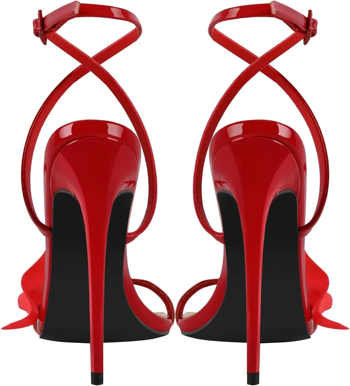 richealnini Calla Lily Flower Heels for Women Ankle Buckle Strap Stilettos