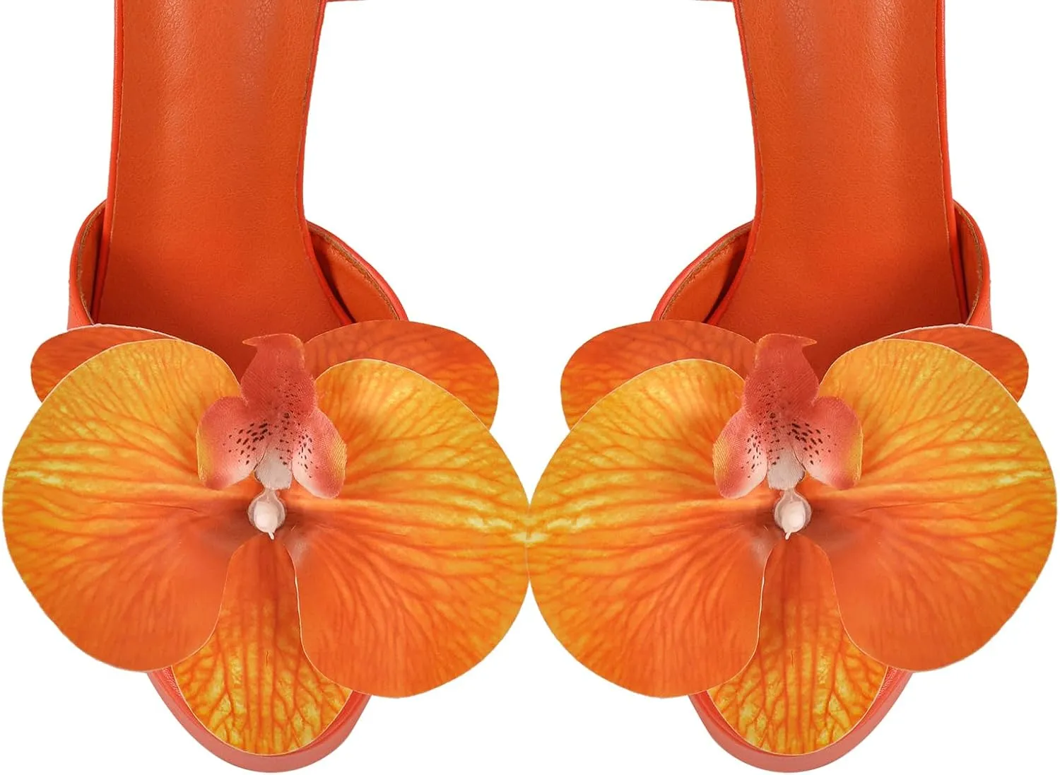 richealnini Floral Orchid Heels for Women Ankle Strap Platform Sandals Open Toe Flowers Strappy Stiletto High Heels