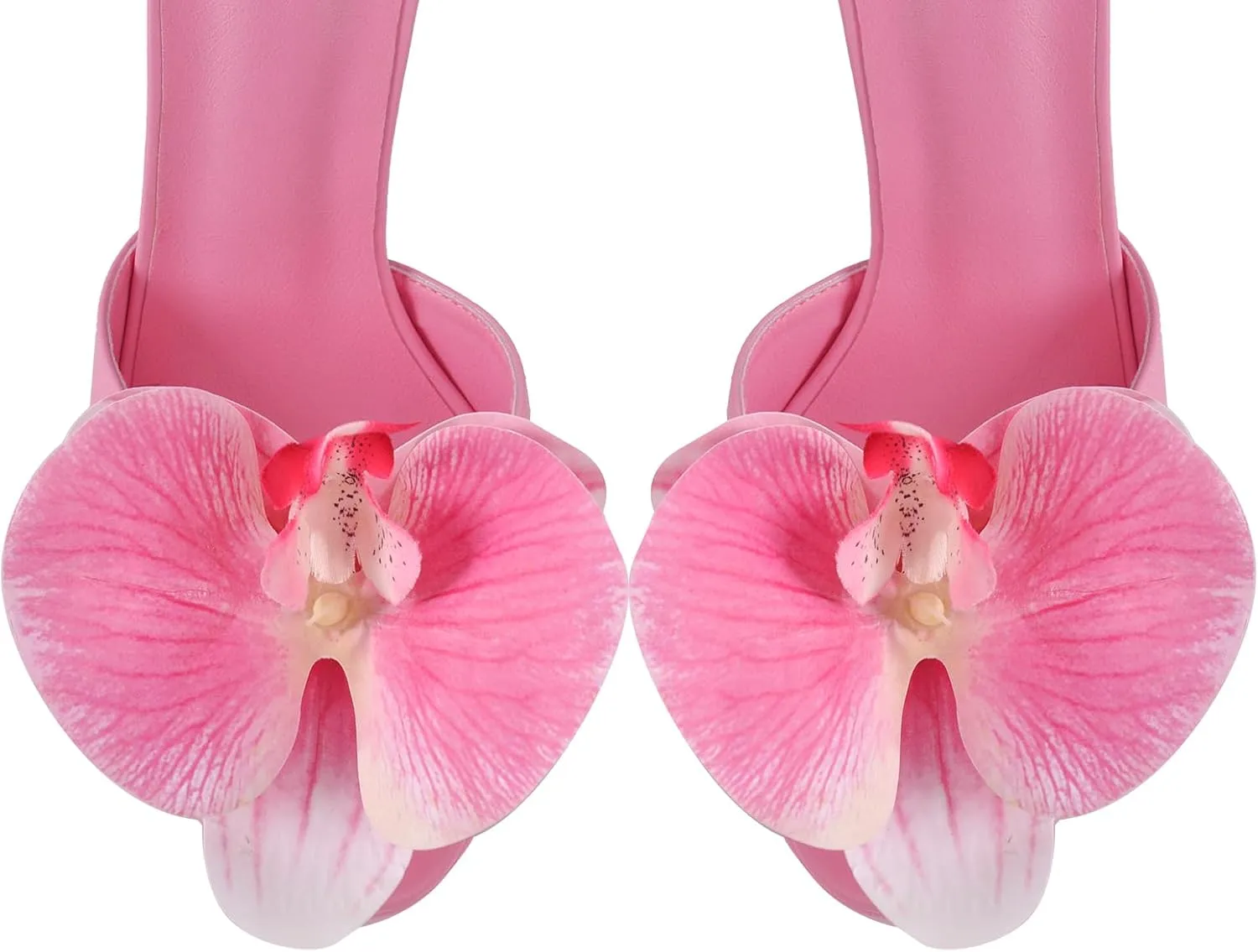 richealnini Floral Orchid Heels for Women Ankle Strap Platform Sandals Open Toe Flowers Strappy Stiletto High Heels