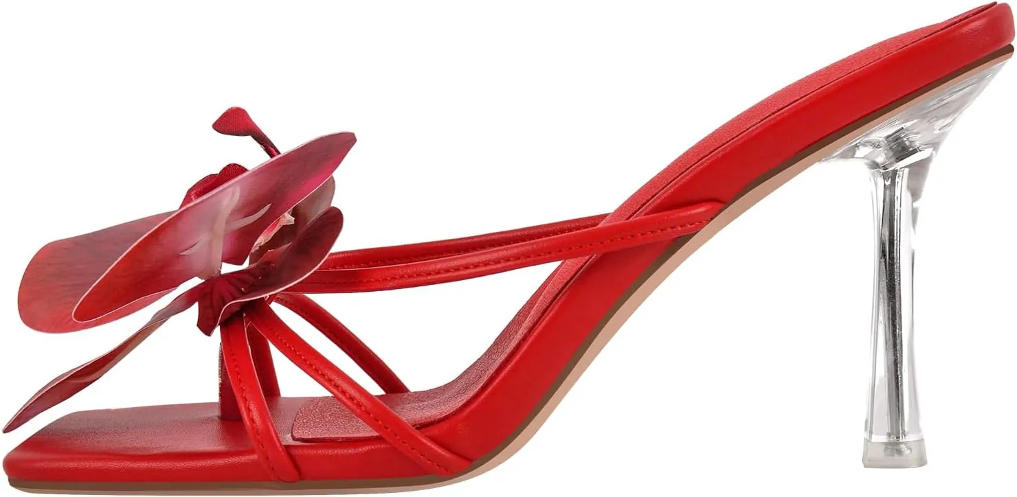 richealnini Orchid Heels for Women Slip On Clear Heels