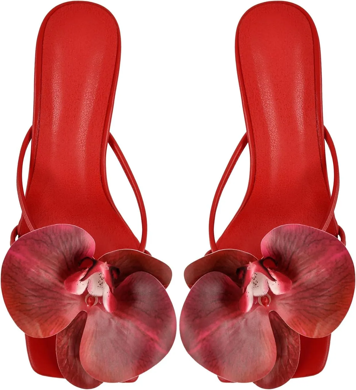 richealnini Orchid Heels for Women Slip On Clear Heels