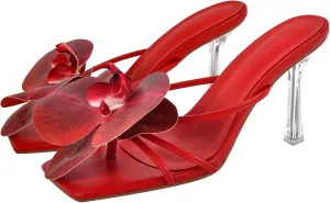 richealnini Orchid Heels for Women Slip On Clear Heels