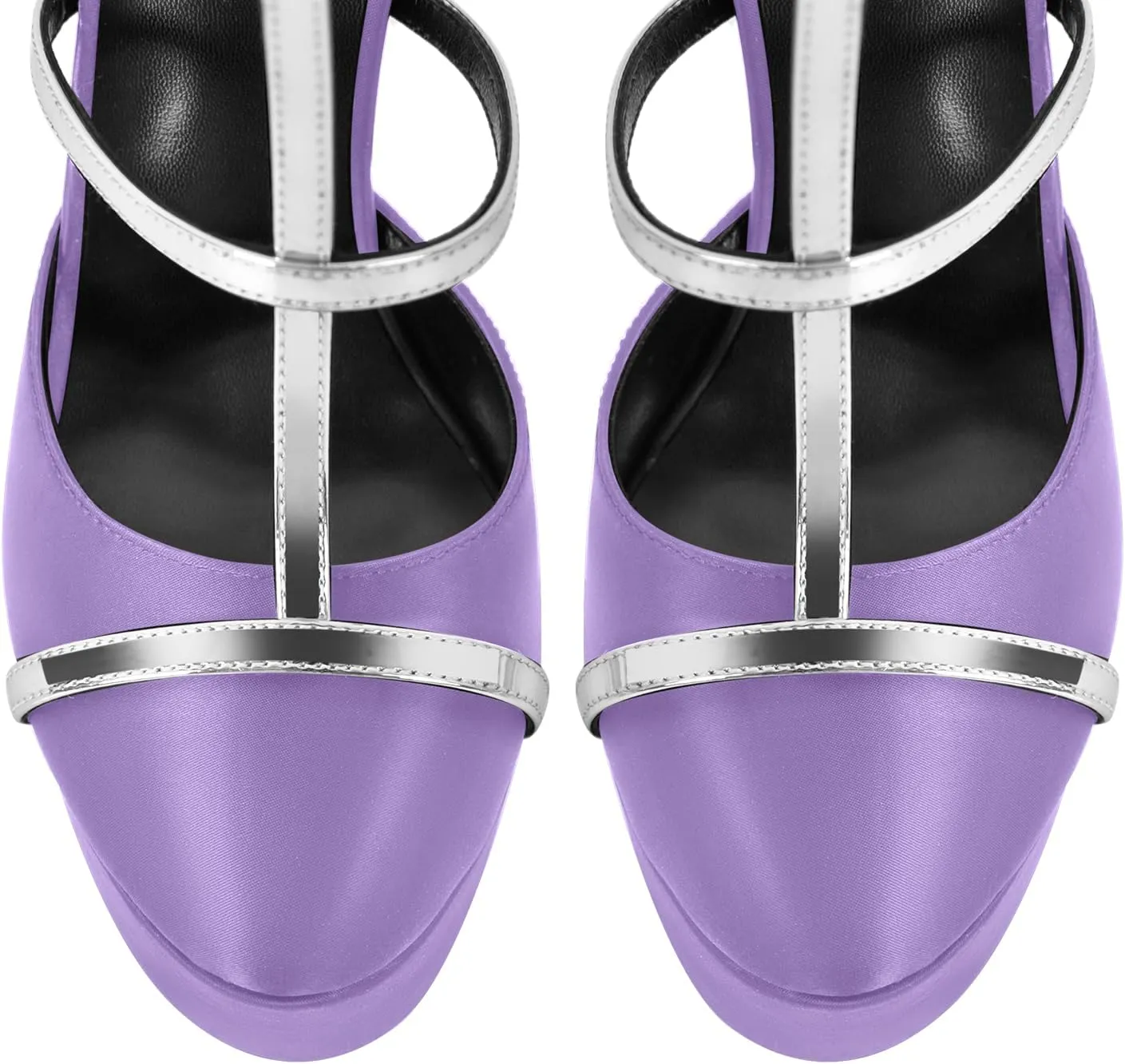 richealnini Silver Strap Heels for Women Closed Toe Platform Sandals Ankle Buckle Strap Slingback Stiletto High Heels Dress Shoes