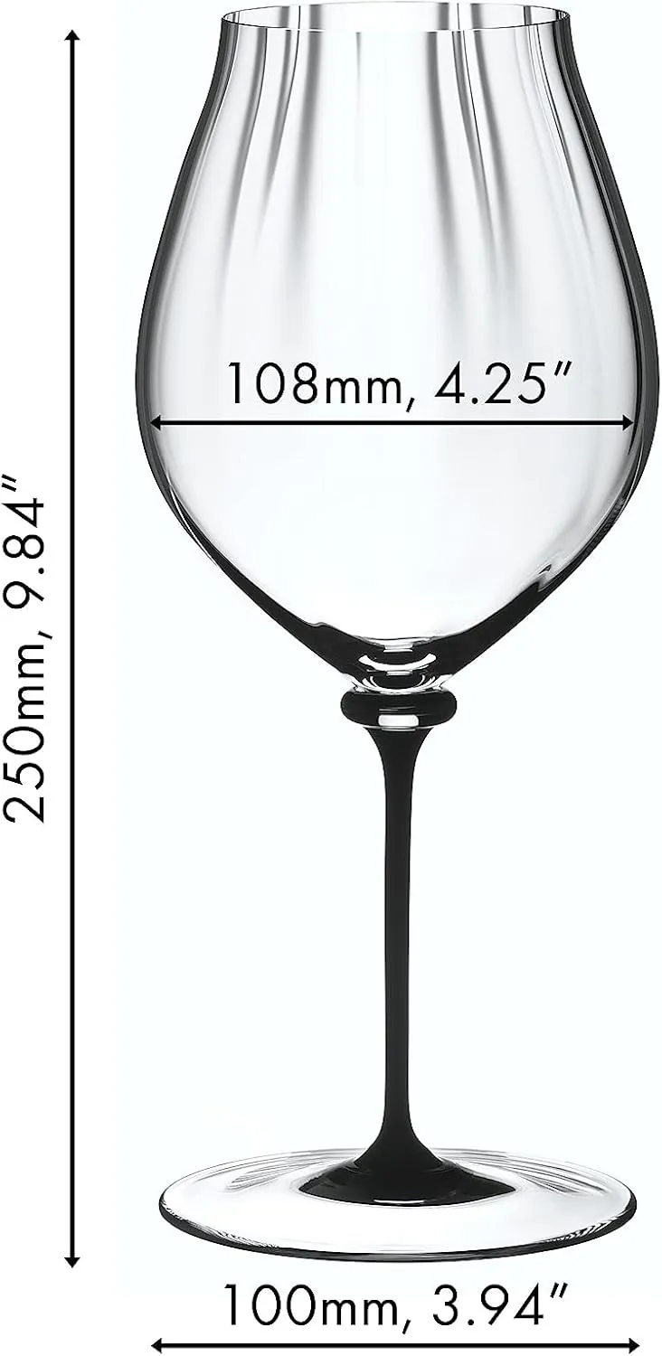 Riedel 4884/67 D Fatto A Mano Performance Pinot Noir Wine Glass, 29 oz, Clear, Black Stem