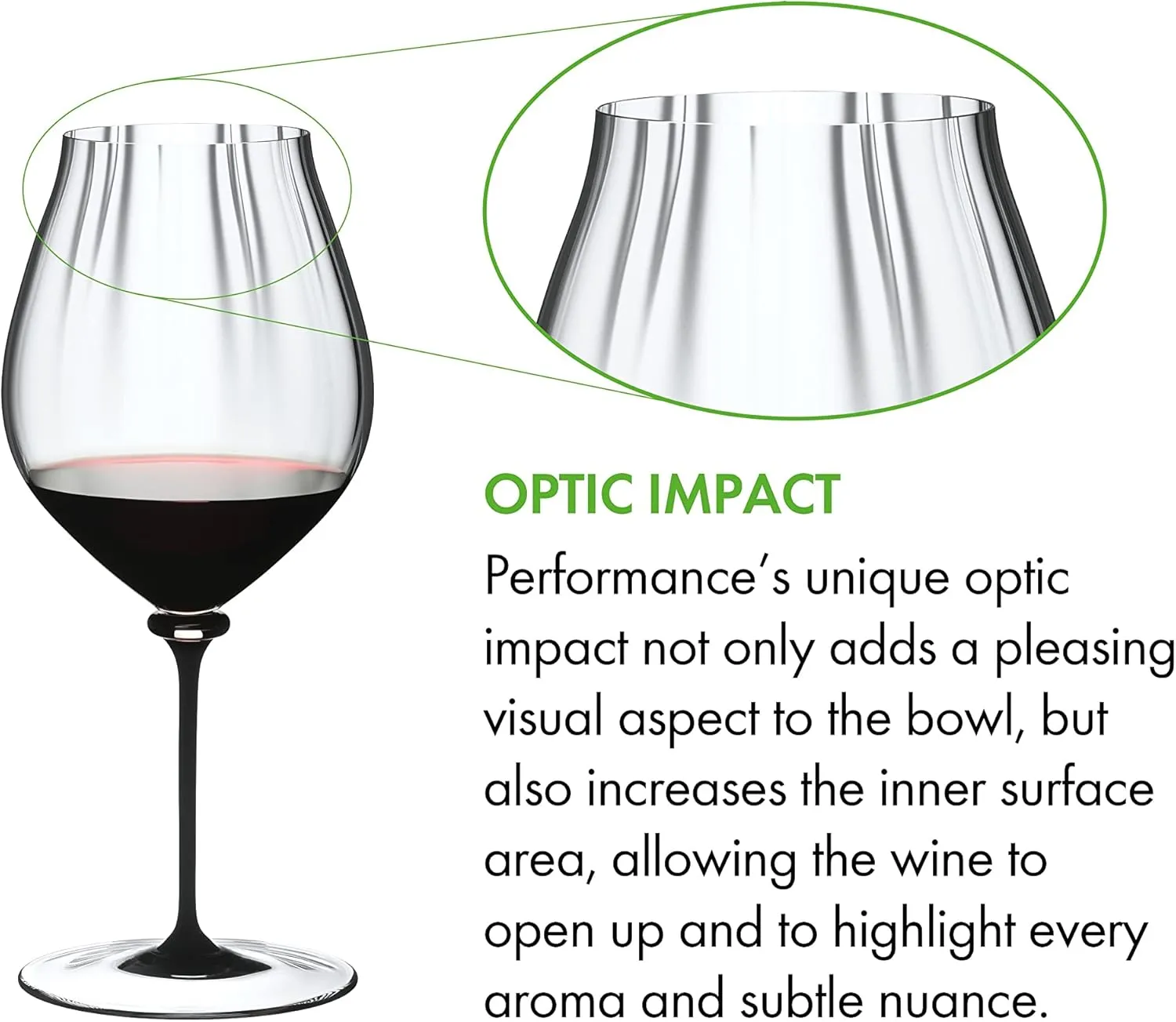 Riedel 4884/67 D Fatto A Mano Performance Pinot Noir Wine Glass, 29 oz, Clear, Black Stem