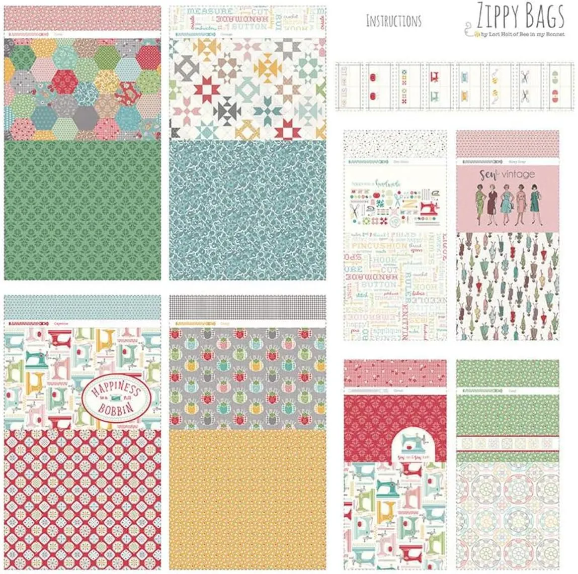 Riley Blake’s Assortment of Premium Quilting Fabric Panels, Perfect for Quilting, Apparel, DIY Crafting, and Home Decor (My Happy Place Zippy Bag Panel)